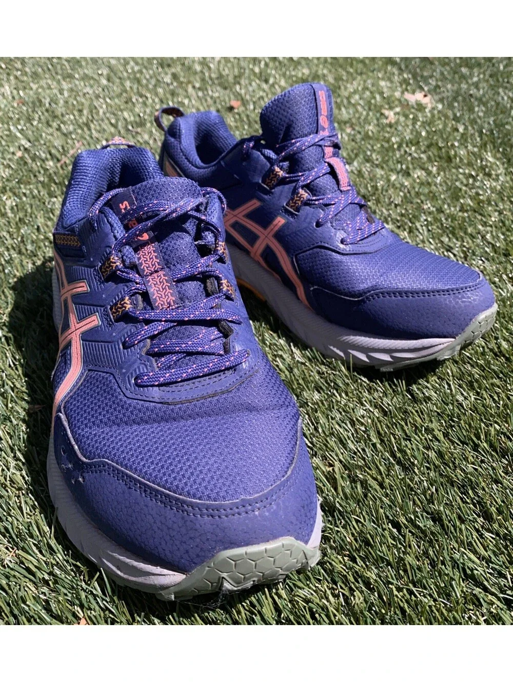 Asics GEL-Venture 9 Womens Sz 8 Wide Indigo Blue Papaya Trail Running Shoes